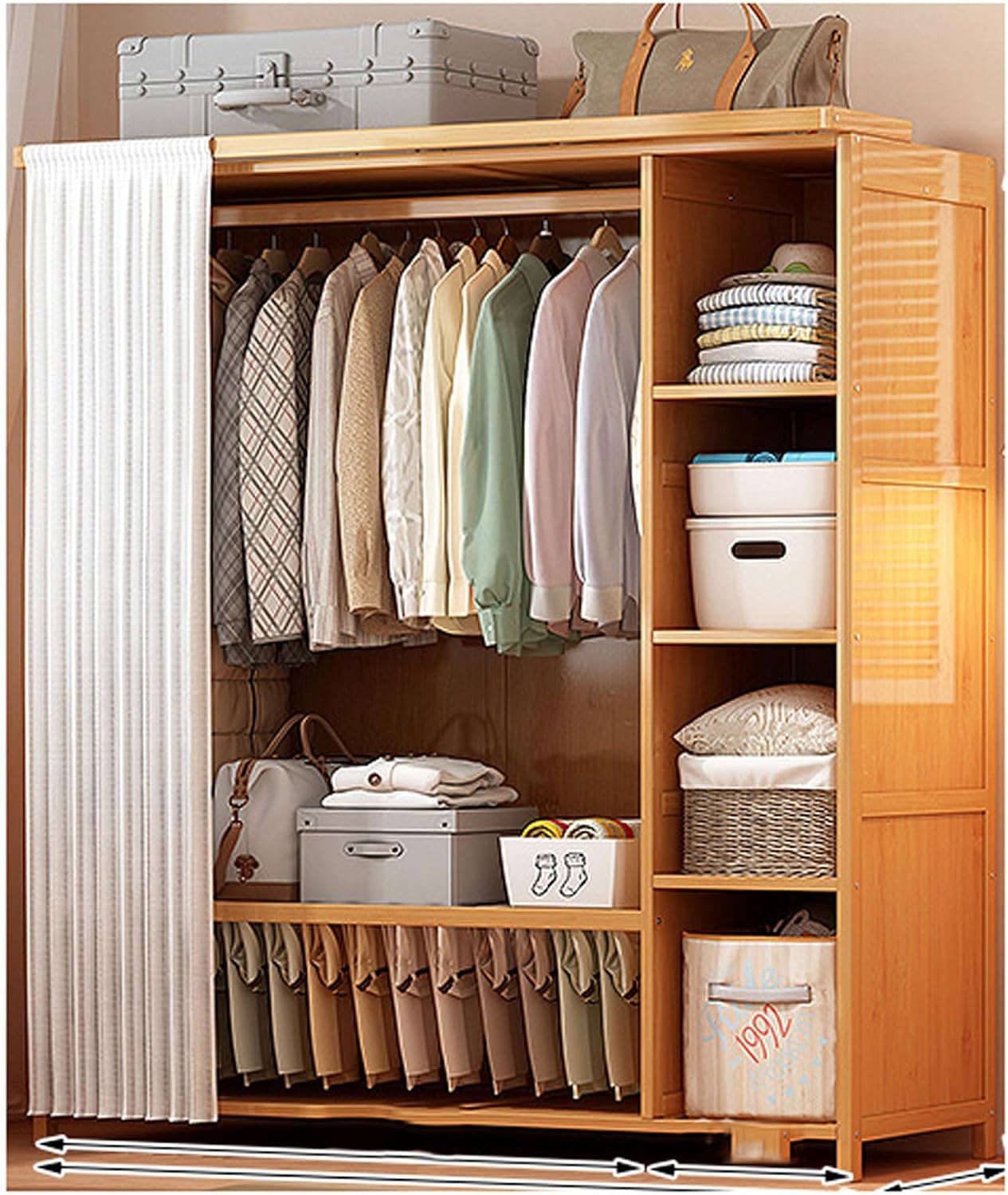 取付無料！IKEA ノールドシーサ オープンワードローブ 引き戸付き 竹